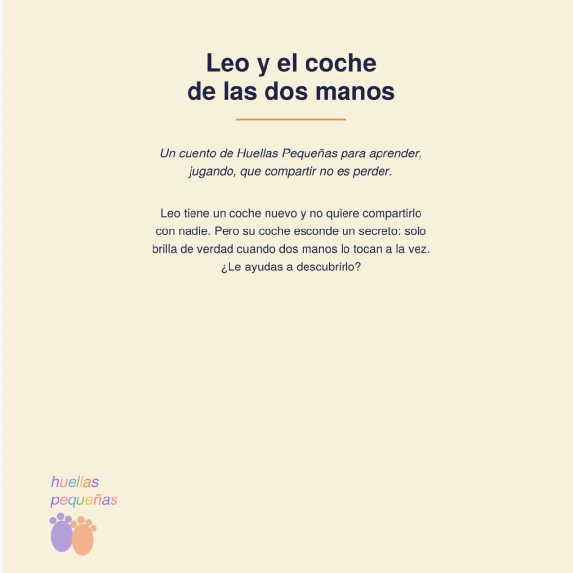 Cuento “Leo y el coche de las dos manos” EBOOK Producto digital